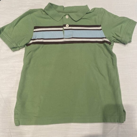 Boys Gymboree Green Brown Striped Shirt Size 6 - Picture 2 of 6